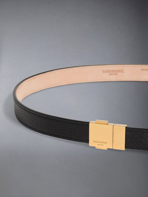 PEBBLE GRAIN LEATHER CLIP BUCKLE BELT