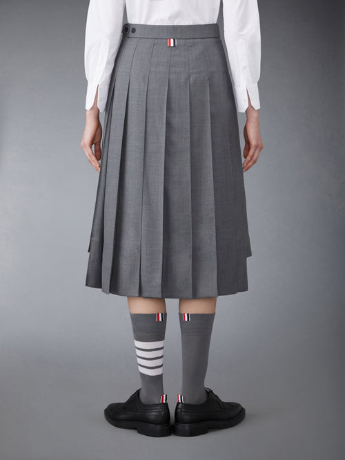 TWILL MIDI PLEATED SKIRT