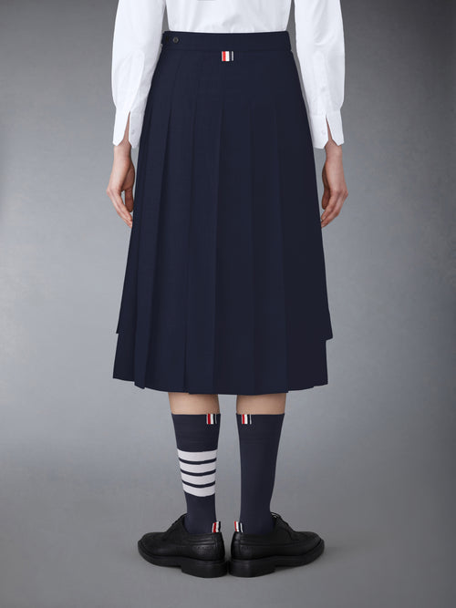 TWILL MIDI PLEATED SKIRT