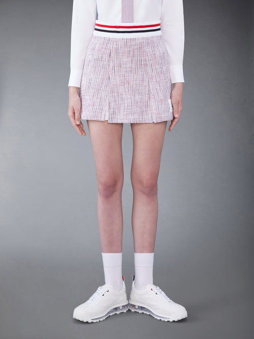 SEERSUCKER TWEED BOX PLEAT MINI SKIRT