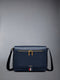 Pebble Grain Leather Reporter Bag - NAVY