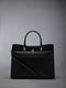 PEBBLE GRAIN LARGE DUET TOTE - BLACK