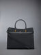 Pebble Grain Leather Large Duet Tote - DARK GREY