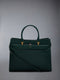 Pebble Grain Leather Large Duet Tote - DK GREEN