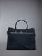 Pebble Grain Leather Large Duet Tote - NAVY