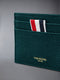 Single Card Holder W/ Note Compartment in Pebble Grain Leather - DK GREEN