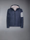 MATTE FINISH NYLON DOWN FILL QUILTED 4-BAR HOOD JACKET - NAVY