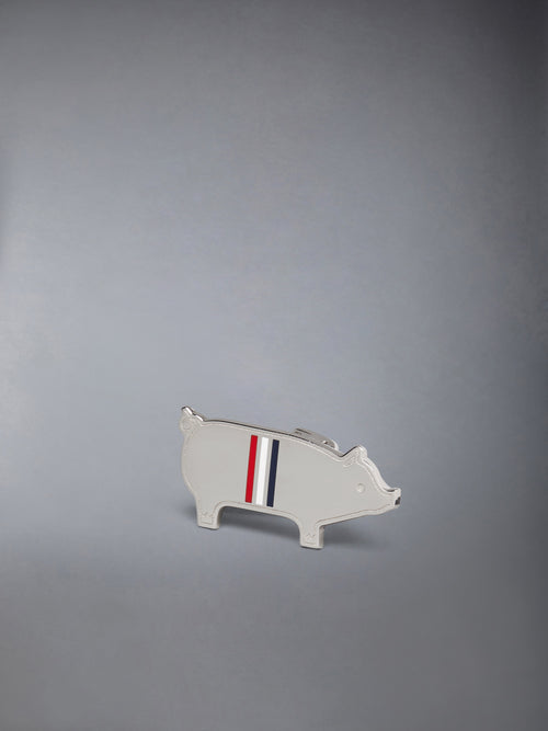 PIG TIE BAR W/ RWB ENAMEL IN BRASS