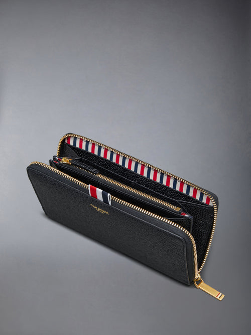 Pebble Grain Leather Slim Long Ziparound Purse