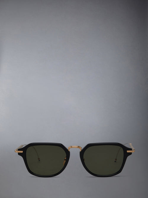 ACETATE AND TITANIUM RECTANGULAR SUNGLASSES