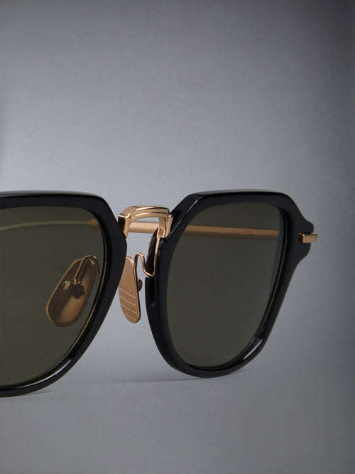 ACETATE AND TITANIUM RECTANGULAR SUNGLASSES