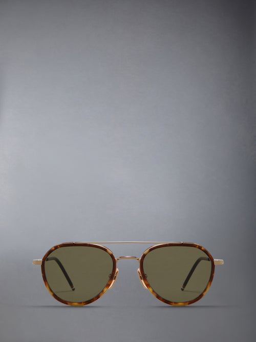 ACETATE AND TITANIUM RECTANGULAR SUNGLASSES