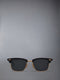 ACETATE AND TITANIUM RECTANGULAR SUNGLASSES - BLACK