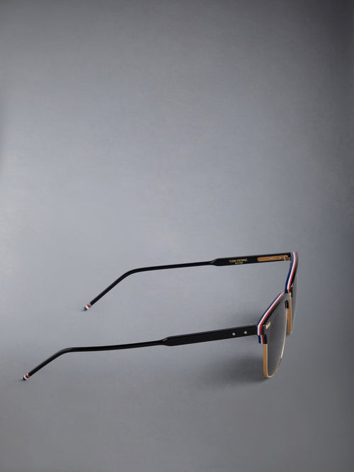 ACETATE AND TITANIUM RECTANGULAR SUNGLASSES