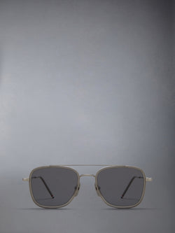 ACETATE AND TITANIUM RECTANGULAR AVIATOR SUNGLASSES