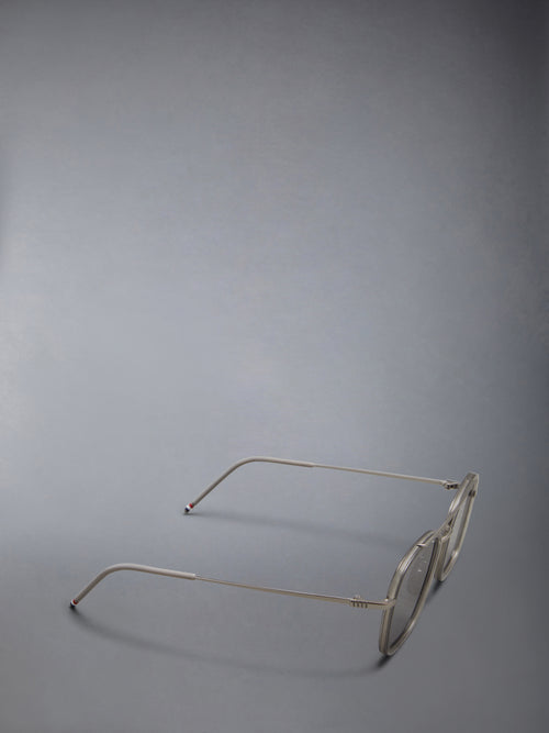 ACETATE AND TITANIUM RECTANGULAR AVIATOR SUNGLASSES