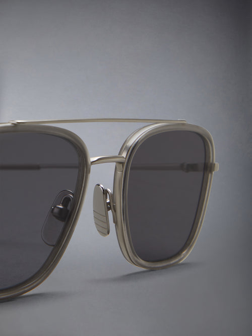 ACETATE AND TITANIUM RECTANGULAR AVIATOR SUNGLASSES