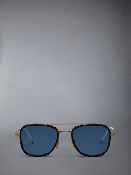 ACETATE AND TITANIUM RECTANGULAR AVIATOR SUNGLASSES