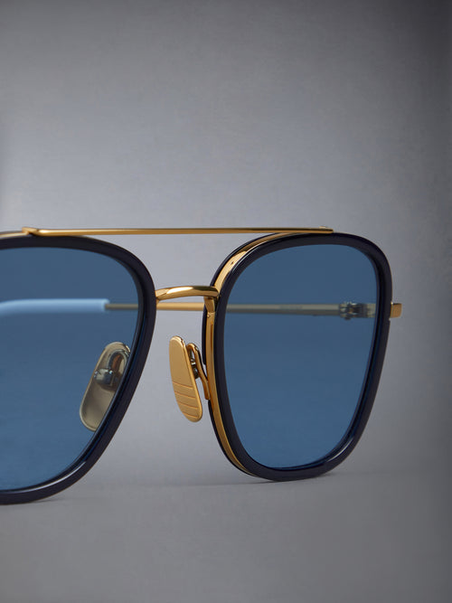 ACETATE AND TITANIUM RECTANGULAR AVIATOR SUNGLASSES