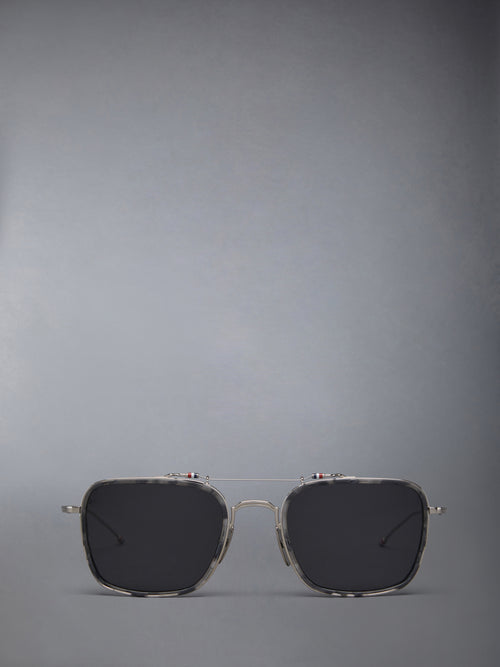 ACETATE AND TITANIUM RECTANGULAR AVIATOR SUNGLASSES