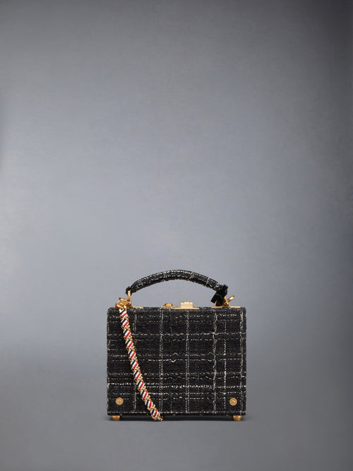 Plaid Ribbon Tweed Woven Chain Micro Attache Case