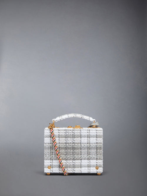 Tartan Tweed Woven Chain Micro Attache Case