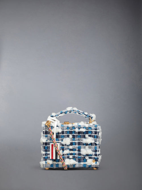 MICRO ATTACHE CASE W/ RWB GG WOVEN CHAIN IN DENIM POUF TWEED