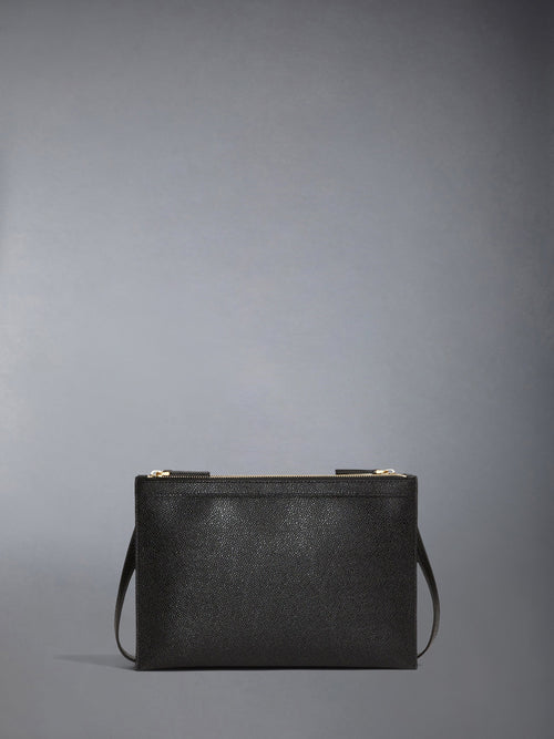 PEBBLE GRAIN DOUBLE ZIP DOCUMENT HOLDER CROSSBODY