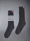 Lightweight Cotton 4-bar Mid Calf Socks - DARK GREY