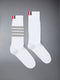 Lightweight Cotton 4-bar Mid Calf Socks - WHITE