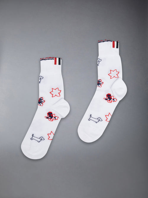 COTTON HECTOR FLORAL SCALLOPED ANKLE SOCKS