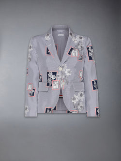 SILK TWILL FRAMED FLORAL HIGH ARMHOLE SPORTCOAT