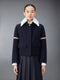 WOOL CASHMERE ARMBAND BELL SLEEVE JACKET WITH SHEARLING COLLAR - NAVY