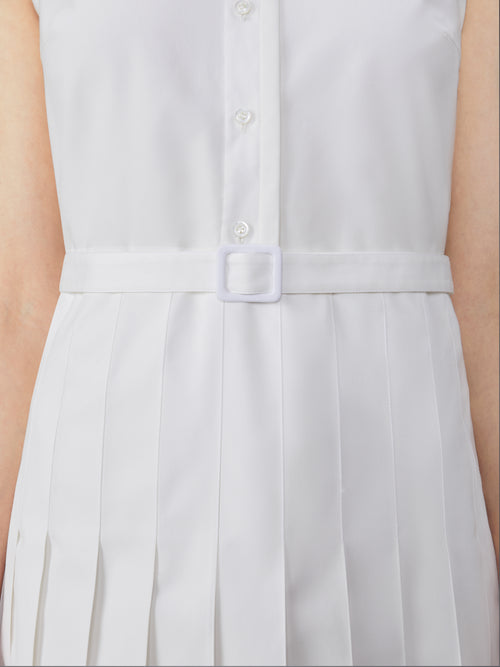 TYPEWRITER MIDI PLEATED BOTTOM BELTED DRESS