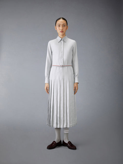 SILK TWILL BELTED DRESS