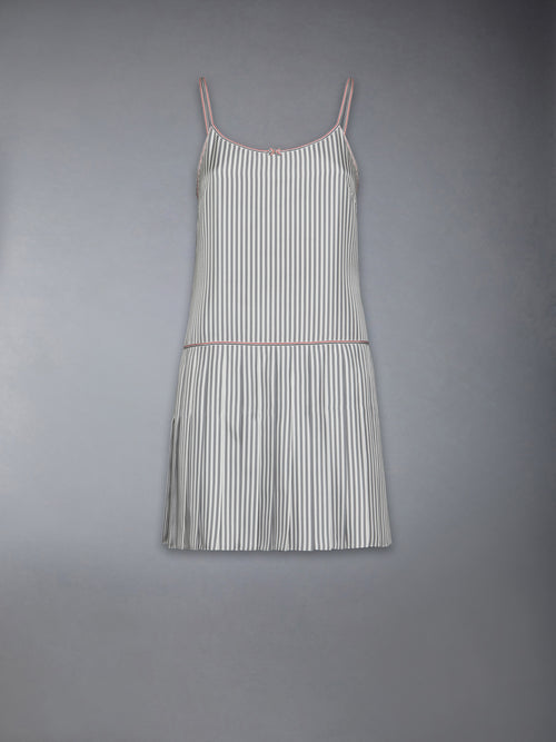 SILK TWILL MINI PLEATED SLIP DRESS