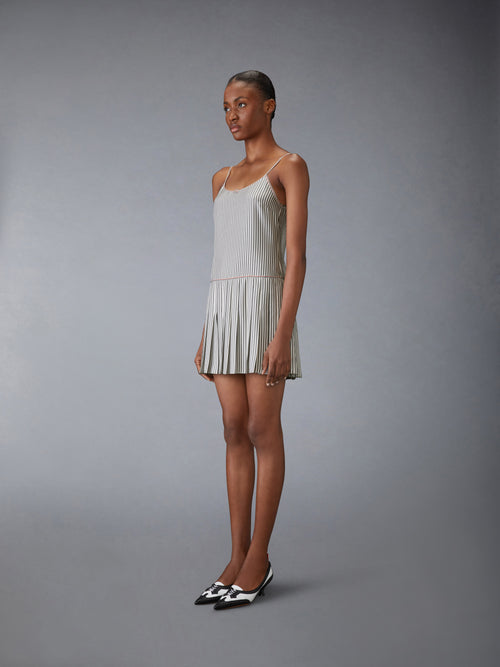 SILK TWILL MINI PLEATED SLIP DRESS