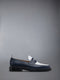 Pebble Grain Leather Penny Loafer - NAVY/WHITE