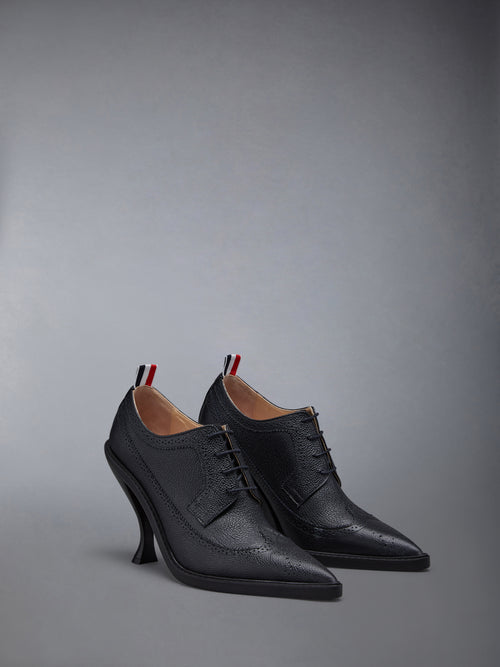 PEBBLE GRAIN LEATHER SOLE HEELED LONGWING BROGUE