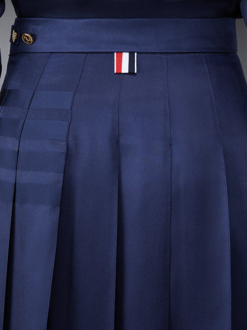 SILK TWILL 4-BAR MIDI PLEATED SKIRT