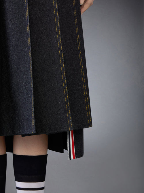 LUNAR NEW YEAR DENIM PLEATED SKIRT