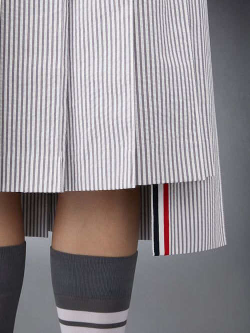 SEERSUCKER MIDI PLEATED SKIRT