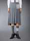 PLAIN WEAVE 4-BAR MIDI PLEATED SKIRT - MED GREY