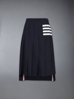 PLAIN WEAVE 4-BAR MIDI PLEATED SKIRT