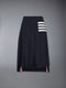 PLAIN WEAVE 4-BAR MIDI PLEATED SKIRT - NAVY