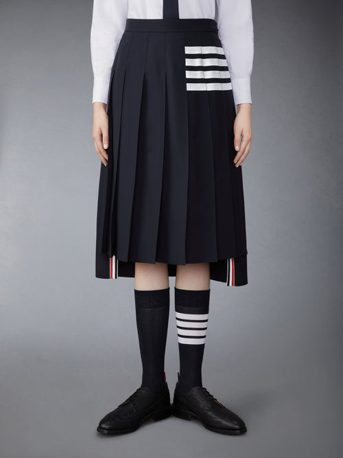 PLAIN WEAVE 4-BAR MIDI PLEATED SKIRT