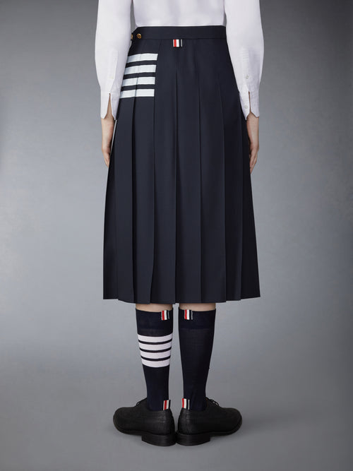 PLAIN WEAVE 4-BAR MIDI PLEATED SKIRT