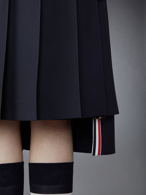 PLAIN WEAVE 4-BAR MIDI PLEATED SKIRT