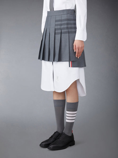 STEP TWILL SCHOOL UNIFORM 4-BAR MINI PLEATED SKIRT