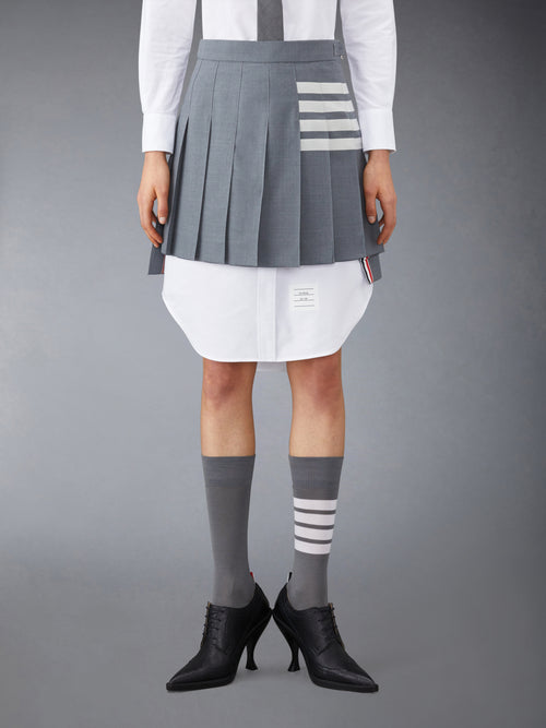 PLAIN WEAVE 4-BAR MINI PLEATED SKIRT